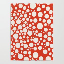 Red White Japanese Polka Dots Poster