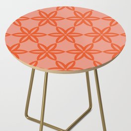 Geometric Flowers Pattern - Orange Pink Side Table