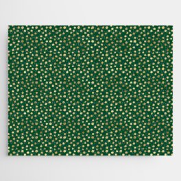 Emerald Green Gold Spots Pattern Jigsaw Puzzle