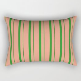 [ Thumbnail: Dark Salmon & Forest Green Colored Lines Pattern Rectangular Pillow ]