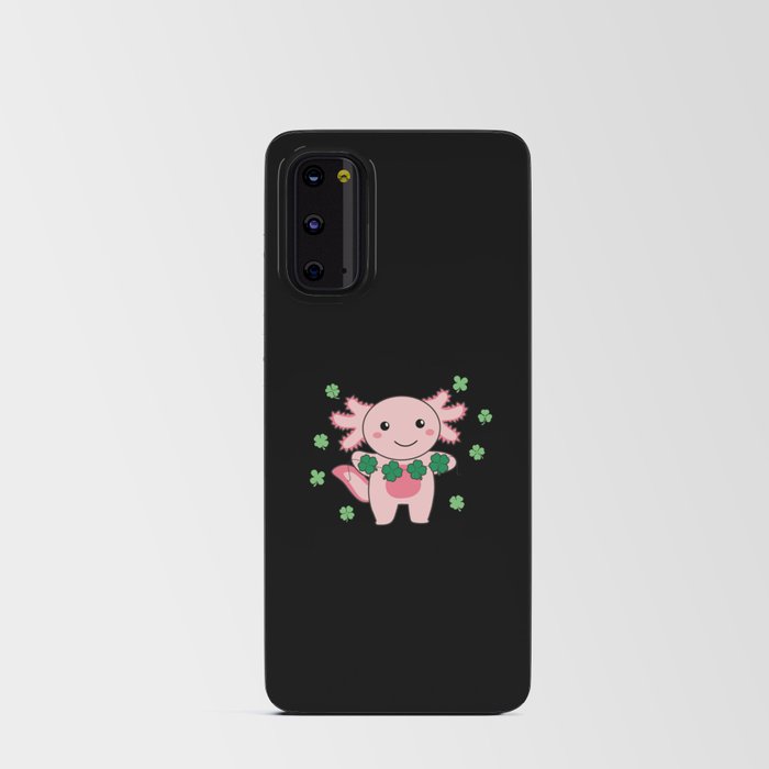 Axolotl With Shamrocks Cute Animals For Luck Android Card Case