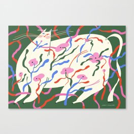 Keisho Canvas Print | Drawing, Cute, Pets, Flowers, Plantlovers, Cats, Whitecat, Illustration, Pet, Fatcat 