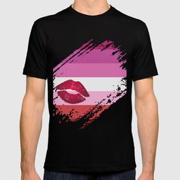 Lipstick Lesbian Pride Flag Ripped T-Shirt T-shirt