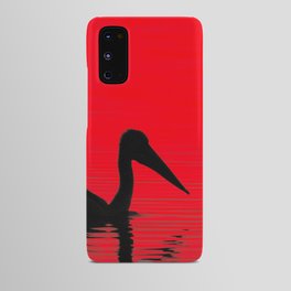 A pelican silhouette, red dawn - landscape Android Case