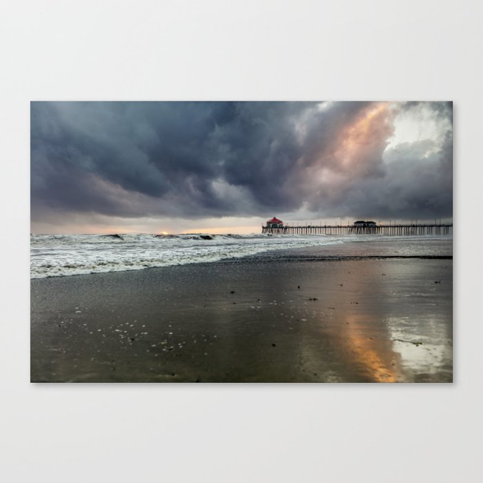 Huntington Beach Pier Stormy Sunset 2-2-19 Canvas Print