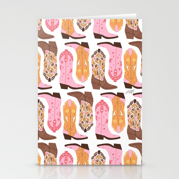 Pink Cowboy Boots  Stationery Cards