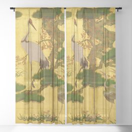 16th Century Japanese Birds & Flowers Sheer Curtain