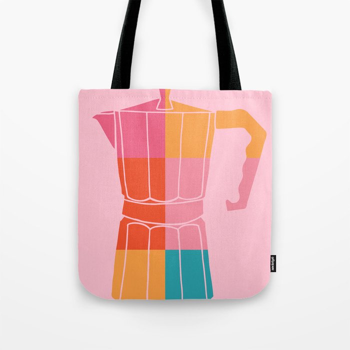 Multicolor Greca on Pink Tote Bag