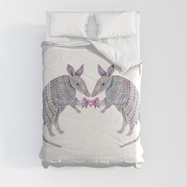 Armadillo with Flower - Watercolor  Comforter