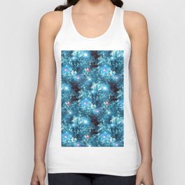 Teal Lighted Christmas Trees Galaxy Unisex Tank Top