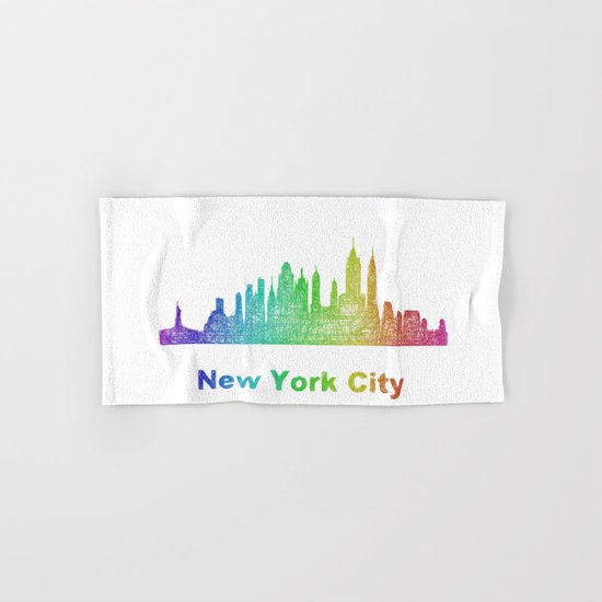 Rainbow New York City skyline Hand & Bath Towel