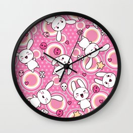 Kawaii Pastel Goth Bunny Pink Circles Wall Clock | Cutebunny, Pattern, Kawaiigoth, Pastelgoth, Kawaii, Graphicdesign, Kawaiibunny 