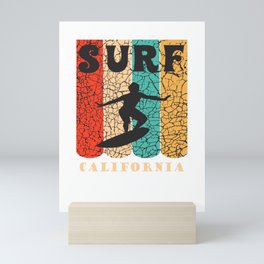 Surf California Colorful Design Mini Art Print