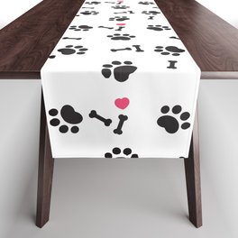 Dog paws and small bone Table Runner