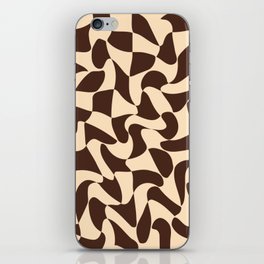 Wavy Checkerboard in Brown & Cream iPhone Skin