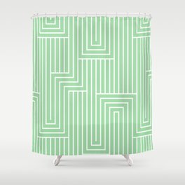 White & Pastel Mint Green Art Decor Pattern 2 Inspired by 2020 Color of the Year Neo Mint Shower Curtain