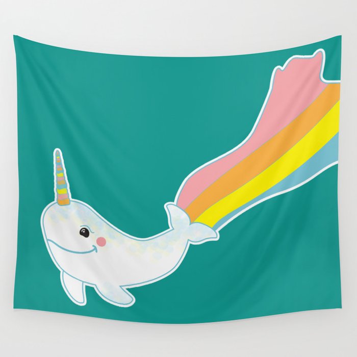 Rainbow Narwhal Wall Tapestry By Rivermill Society6