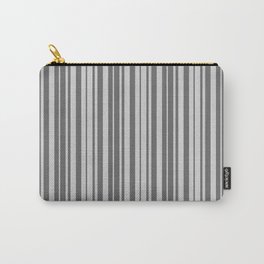 [ Thumbnail: Dim Gray and Light Gray Colored Stripes Pattern Carry-All Pouch ]