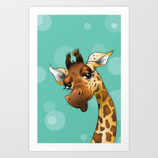 Teal Giraffe! Art Print