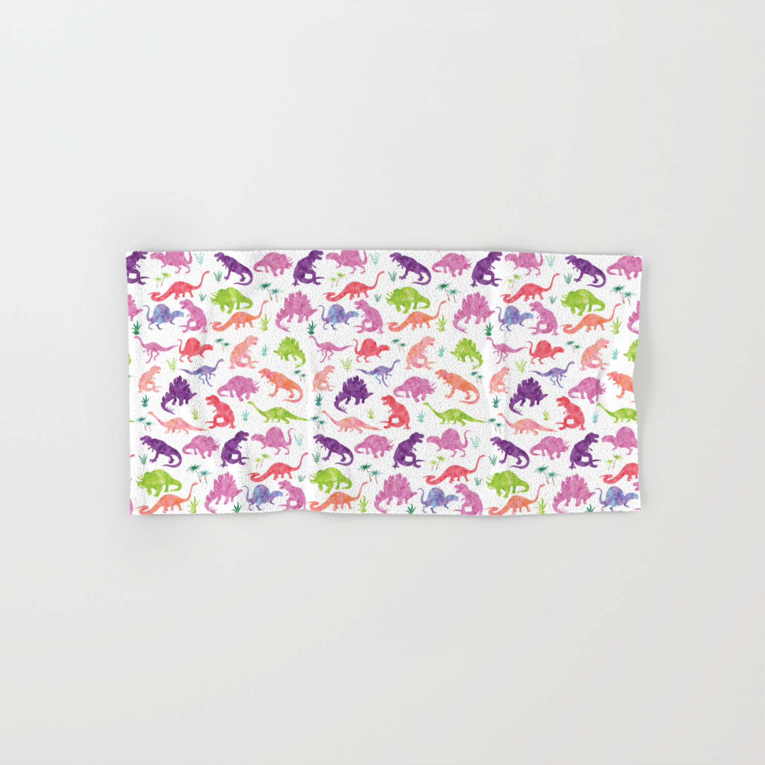 purple and green towels