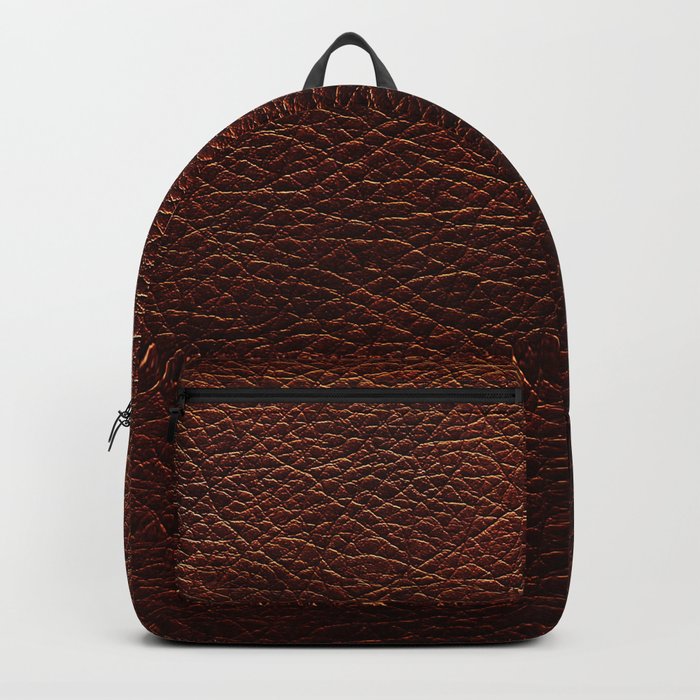 Dark brown leather texture with grunge Backpack