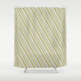 [ Thumbnail: Dark Khaki and Light Grey Colored Lines Pattern Shower Curtain ]