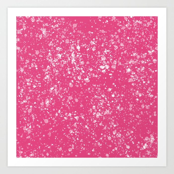 Hot pink texture mottled with white drips, solid pink Art Print
