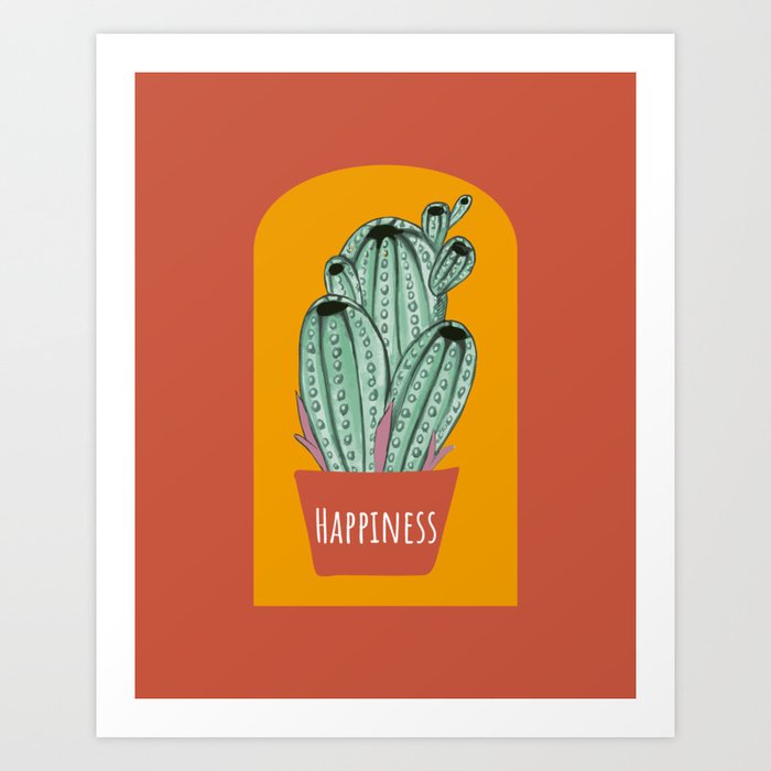 Happiness Cactus Art Print