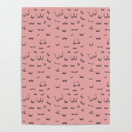 Pink boob print + Breast cancer survivor goods Poster