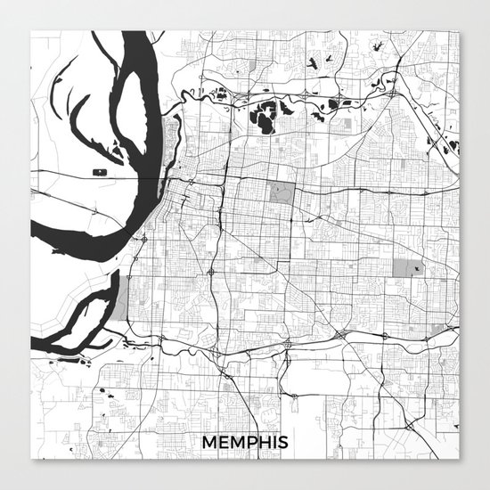 Memphis Map Gray Canvas Print