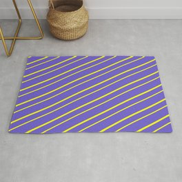 [ Thumbnail: Slate Blue and Yellow Colored Striped Pattern Rug ]