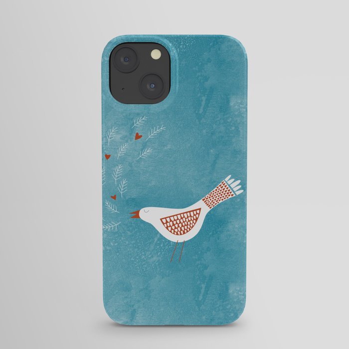 Scandinavian Bird with Hearts iPhone Case