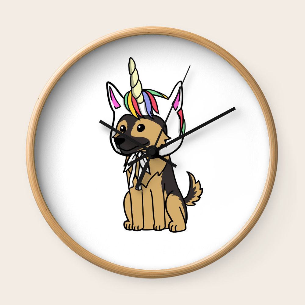 German Shepherd Unicorn Hat Wall Clock By Barktrends Society6