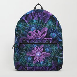 Bejeweled Butterfly Lily of Ultra-Violet Turquoise Backpack | Lilies, Butterfly, Digital, Ribbons, Flowers, Flower, Ultraviolet, Lily, Nature, Graphicdesign 