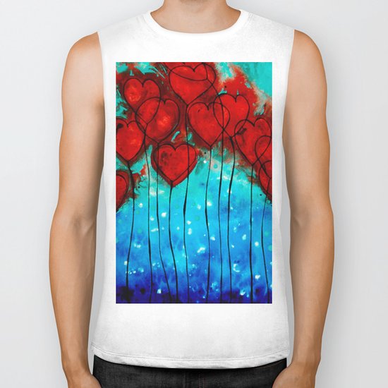 Hearts On Fire - Romantic Art By Sharon Cummings Biker Tank