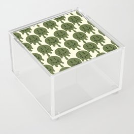 Melted Smiley Faces Trippy Seamless Pattern - Dark Green Acrylic Box