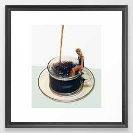 COFFEE by Beth Hoeckel Framed Art Print | Popart, Cafe, Coffee, Bathingsuit, Pop Surrealism, Espresso, Collage, Photomontage, Morning, Graphicdesign 