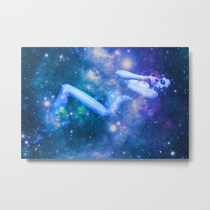 Blue Galaxy Woman : Nude Art Metal Print