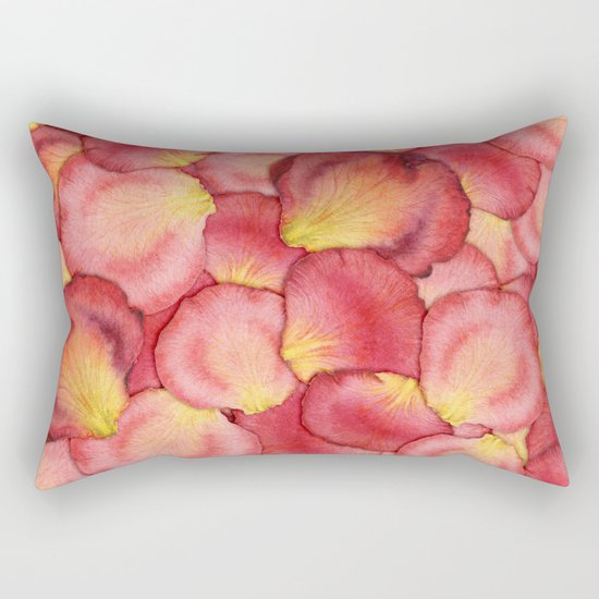 Pink Rose Petal Pattern Rectangular Pillow