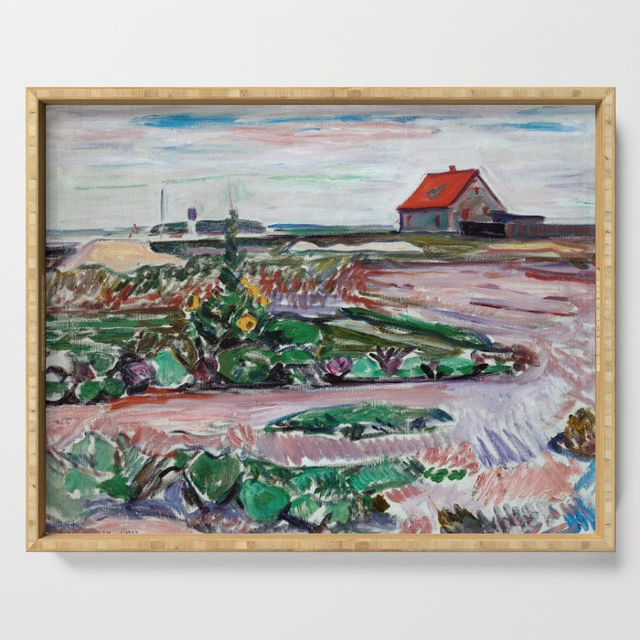 Edvard Munch - Seashore. Landscape near Lubeck Serving Tray