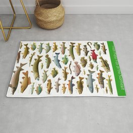 Illustrated Northeast Game Fish Identification Chart Area & Throw Rug