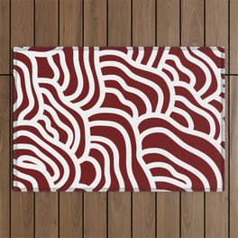 squiggly scales_white on red Outdoor Rug
