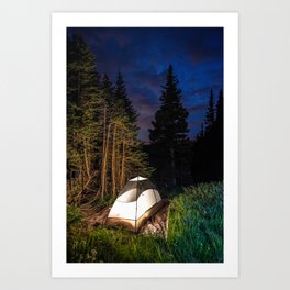 Colorado Camping Art Print | Country, Beautiful, Stars, Grass, Purple, Pine, Long Exposure, Dusk, Sleep, Photo 