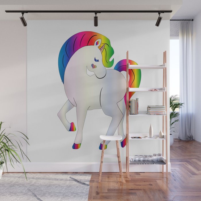 rainbow unicorn heart Wall Mural by nexart | Society6