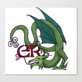 Celt Dragon - Green, Dark Green Wings Canvas Print