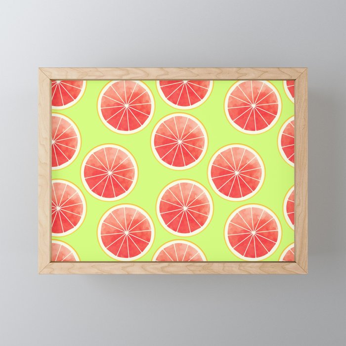 Pink Grapefruit Slices Pattern Framed Mini Art Print