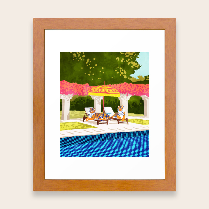 Tiger Vacay Illustration Wildlife Painting Framed Art Print By 83oranges Society6
