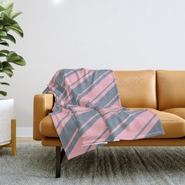 [ Thumbnail: Light Pink & Light Slate Gray Colored Lines Pattern Throw Blanket ]