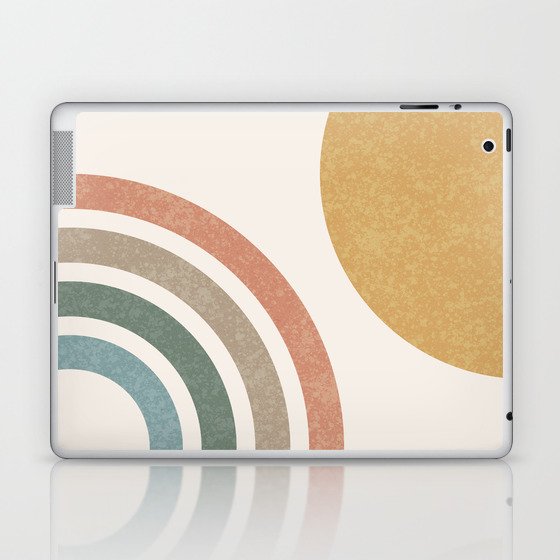 Mid Century Colorful Sun & Rainbow Laptop & iPad Skin