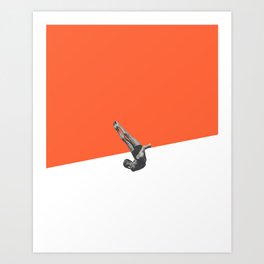 Diver (orange) Art Print